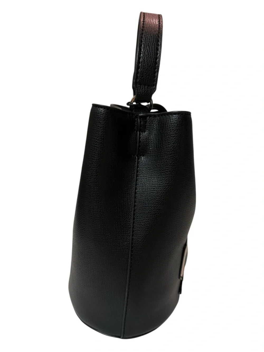 Karl Lagerfeld Black Faux Leather Bucket Bag With Drawstring. - Picture 5 of 9